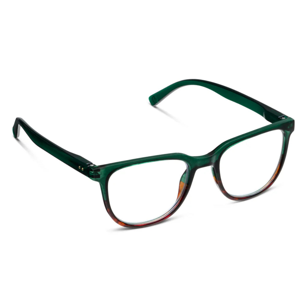Peepers Penn - Green/Tortoise Horn Reading Glasses on white background