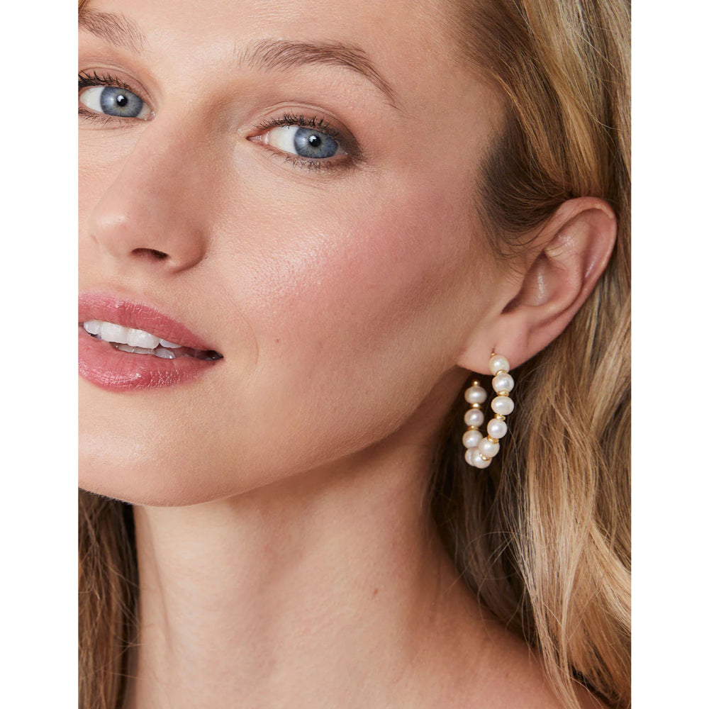 Spartina Annabelle Beaded Hoop Earrings -  Pearl