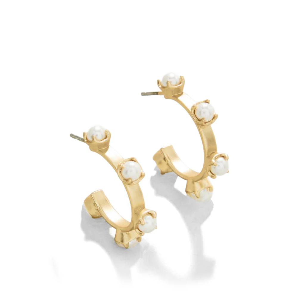 Spartina Stand Out Midi Hoop Earrings-Pearl