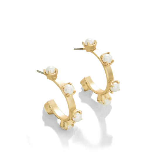 Spartina Stand Out Midi Hoop Earrings-Pearl