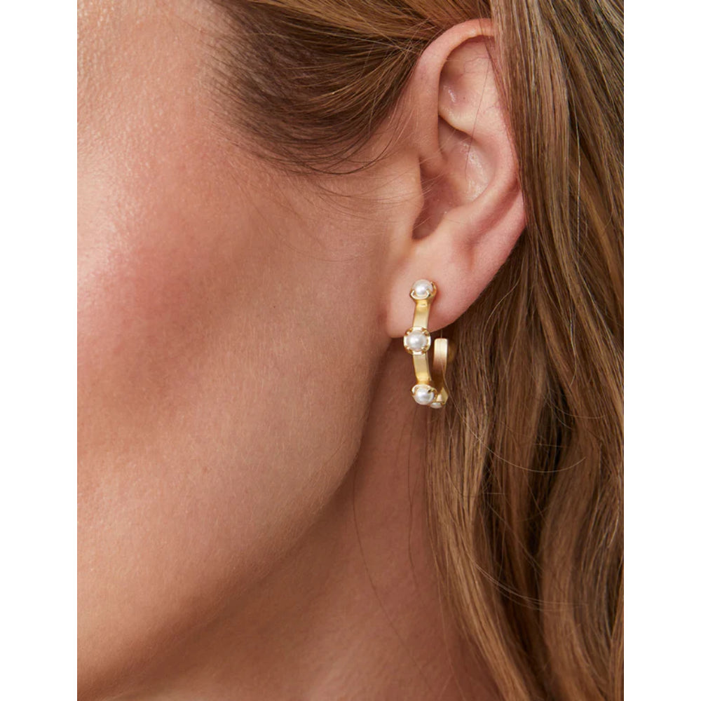 Spartina Stand Out Midi Hoop Earrings-Pearl
