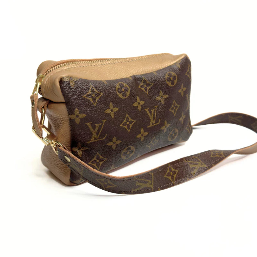 Beaudin Designs Val Shoulder Bag in Bronze Leather & Upcycled LV