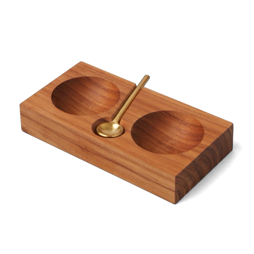 Be Home Teak Double Cellar with Gold Spoon Set