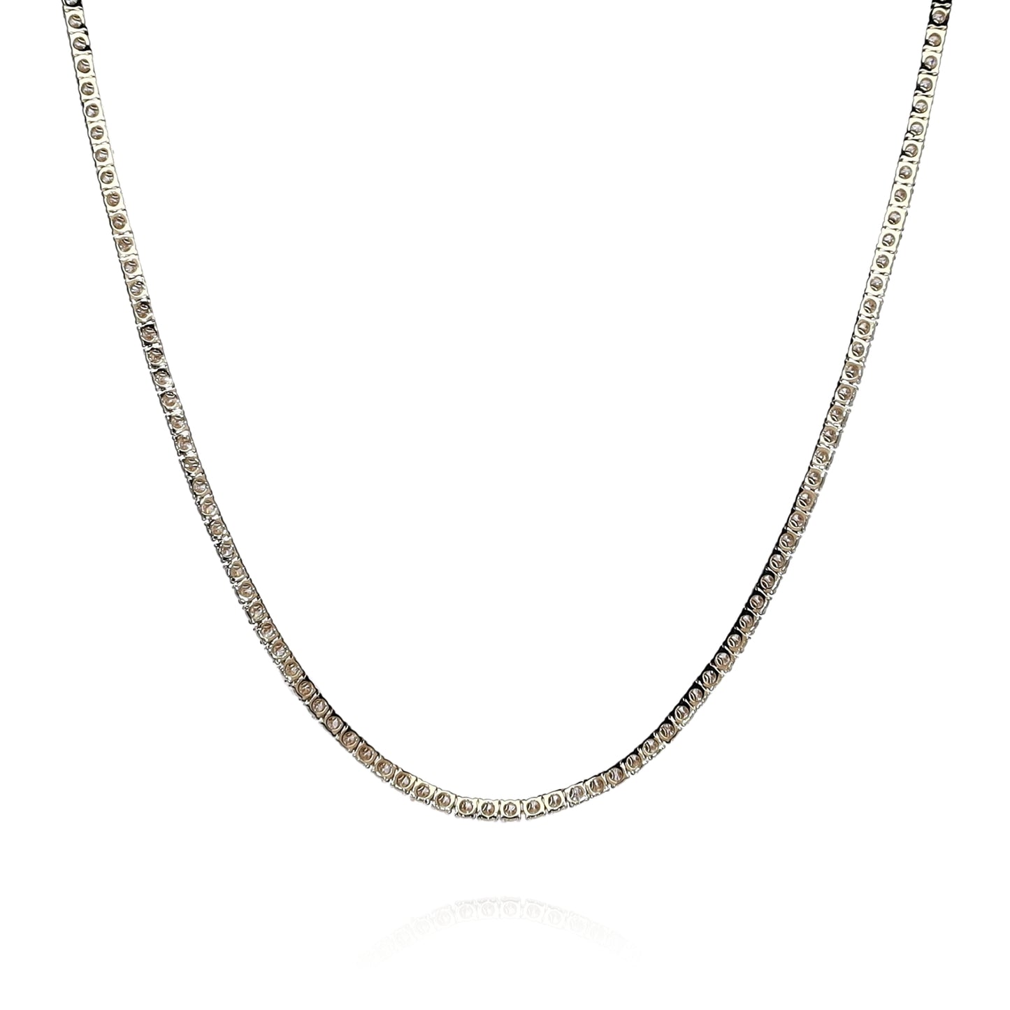 14k Yellow Gold 17" Straight 6.85ct Diamond Tennis Necklace