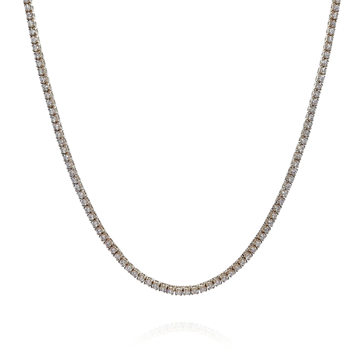 14k Yellow Gold 17" Straight 6.85ct Diamond Tennis Necklace