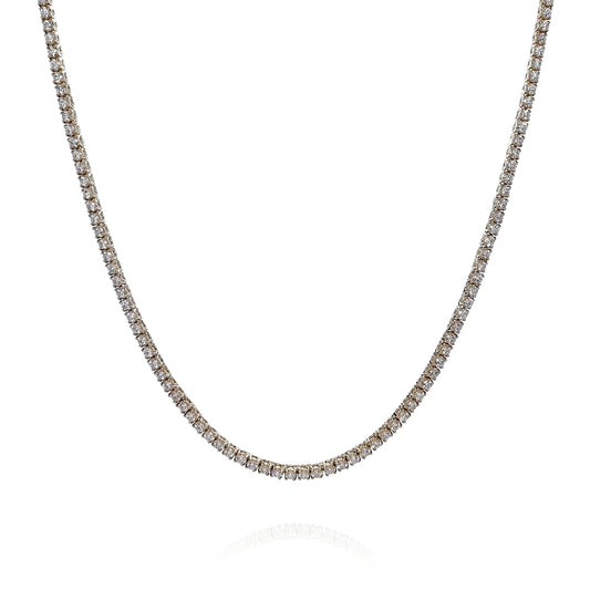 14k Yellow Gold 17" Straight 6.85ct Diamond Tennis Necklace