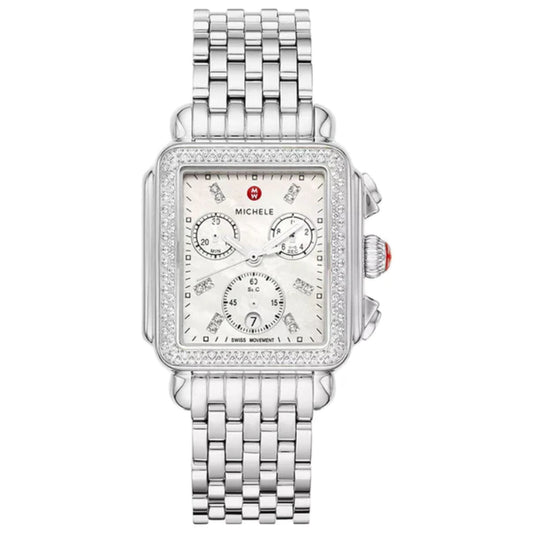 Michele Deco Stainless Diamond Watch