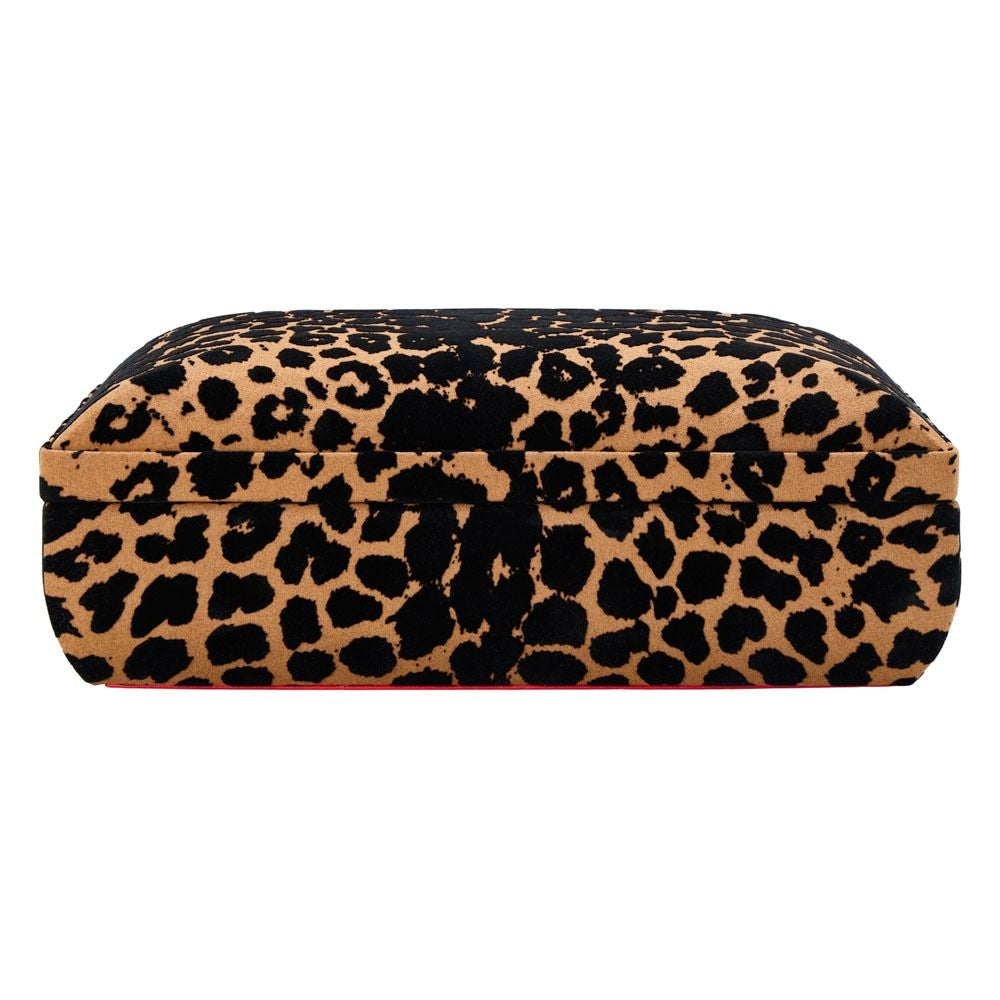 Leopard print jewelry box on a white background