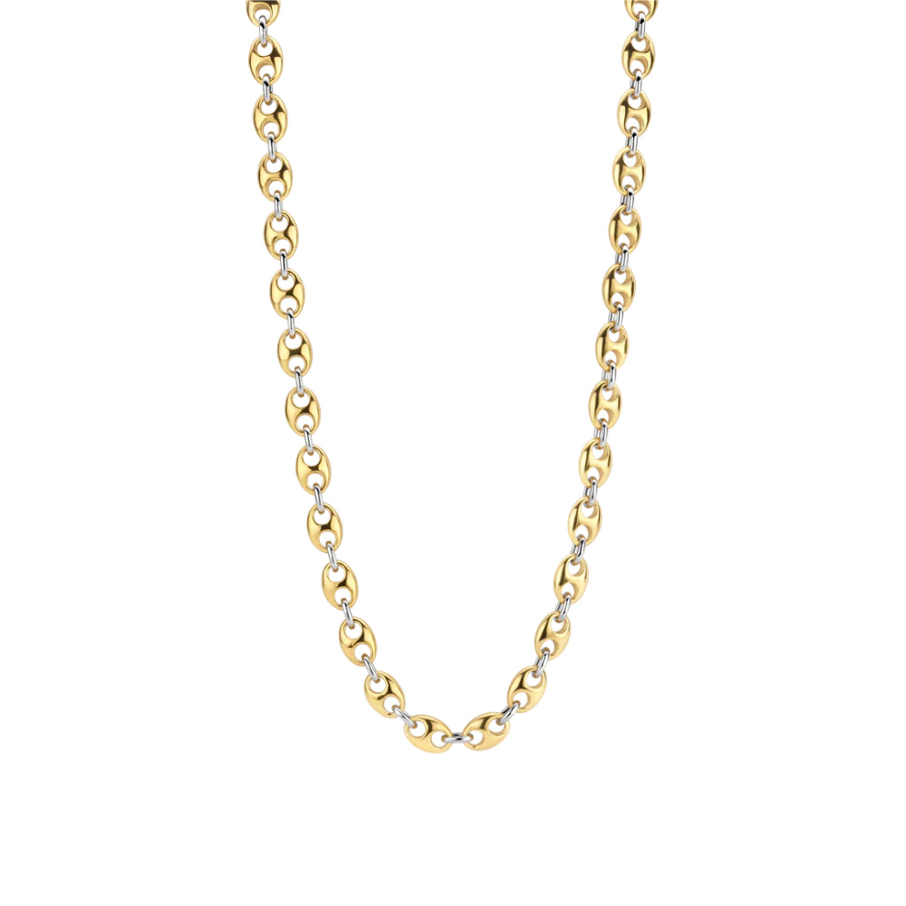 Ti Sento Two-Tone Necklace Puffed Mariner Links 17"