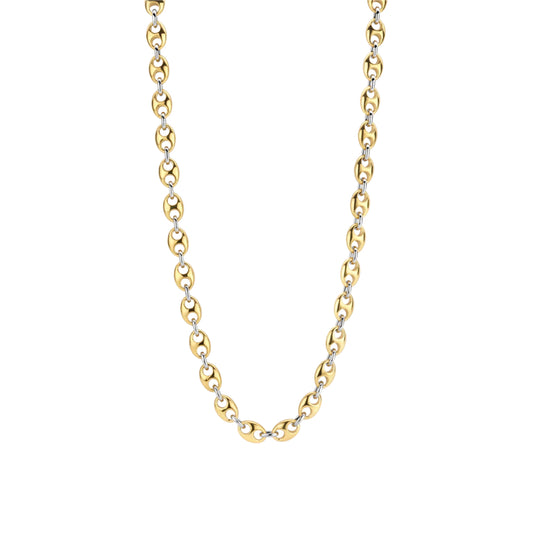 Ti Sento Two-Tone Necklace Puffed Mariner Links 17"