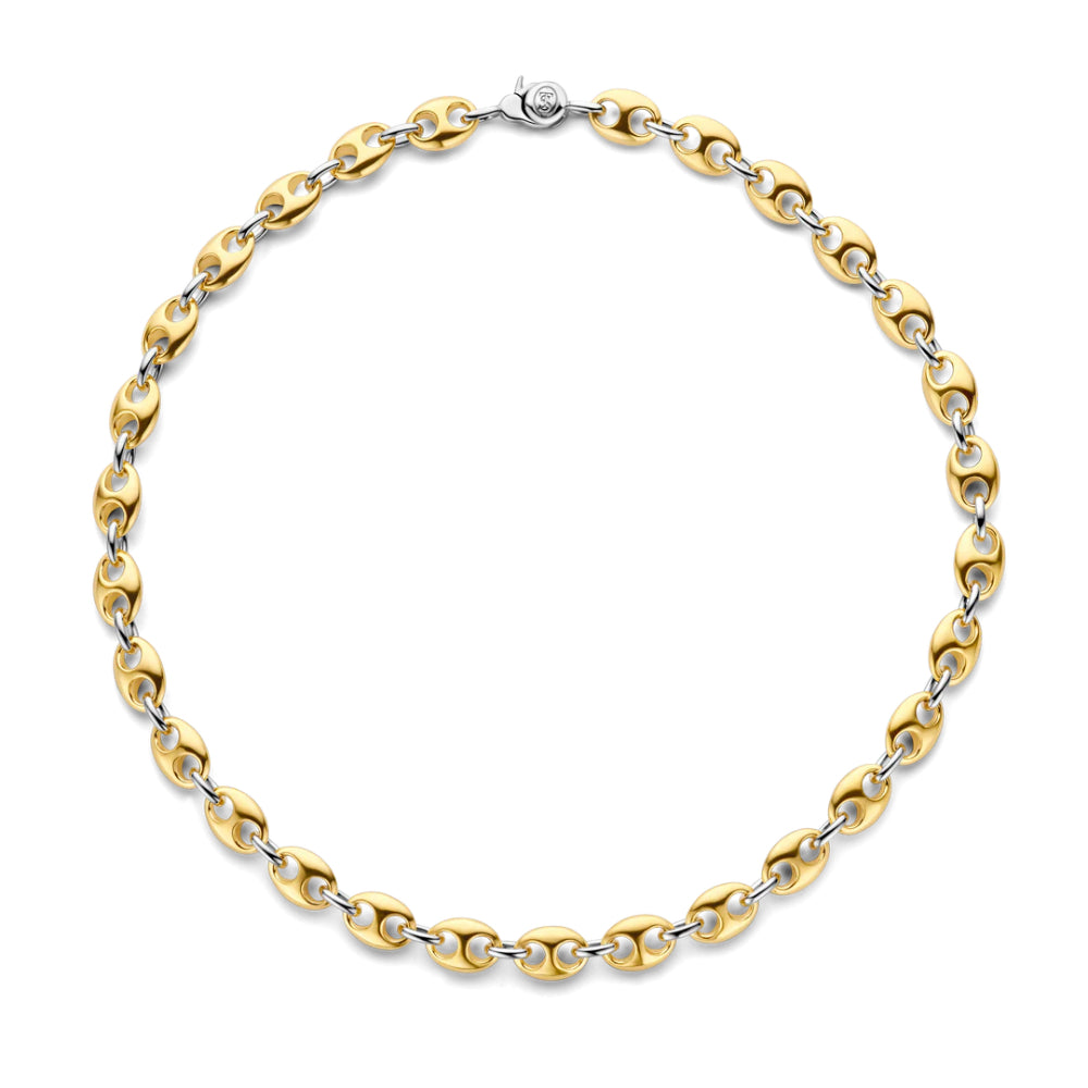 Ti Sento Two-Tone Necklace Puffed Mariner Links 17"