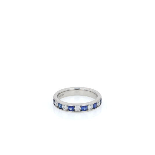 Platinum 3.6mm Alternating Round Sapphire and Diamond Band