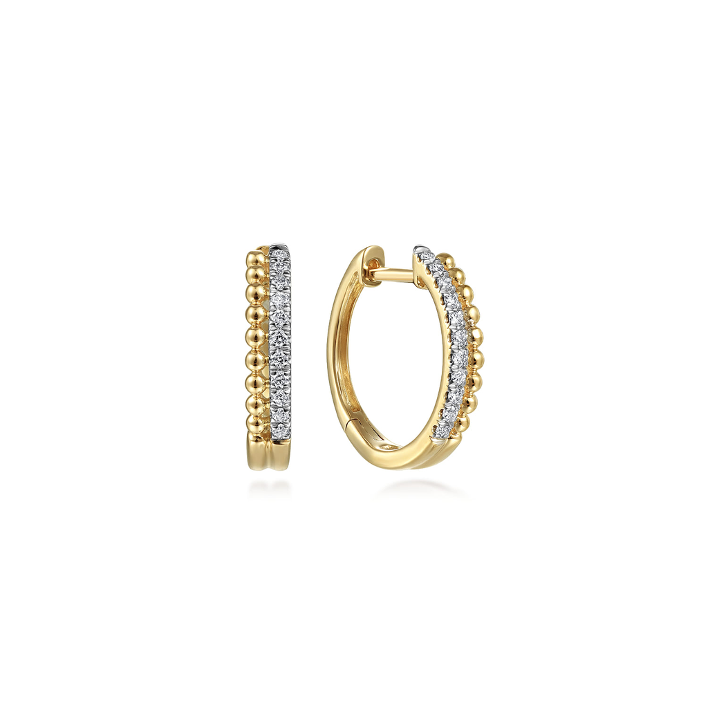Gabriel & Co. 14k Yellow Gold Bujukan Collection Diamond Hoop Earrings