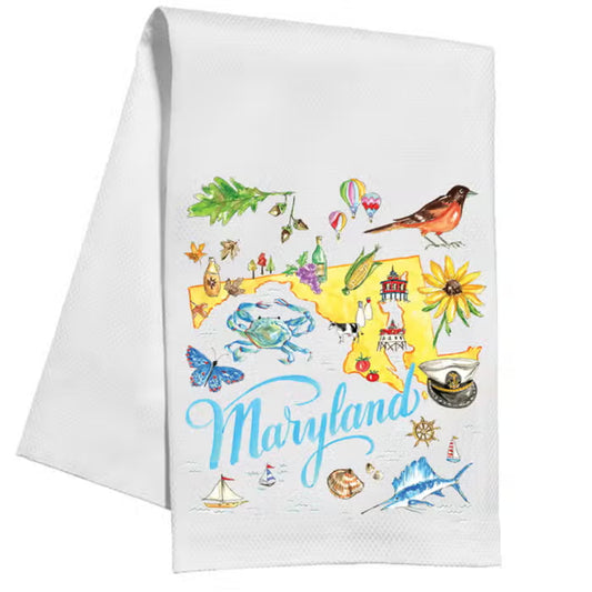 RosanneBeck Maryland Hand Painted Icons Kitchen Towel