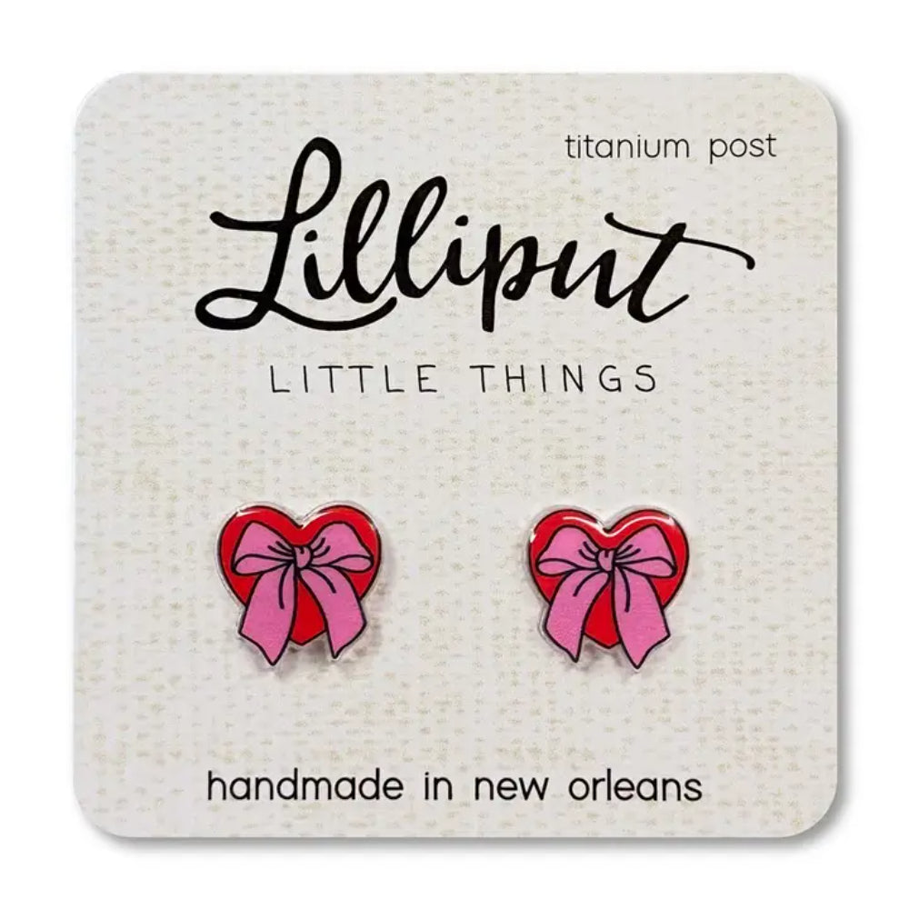 Lilliput Little Things Valentine Bow Heart Earrings