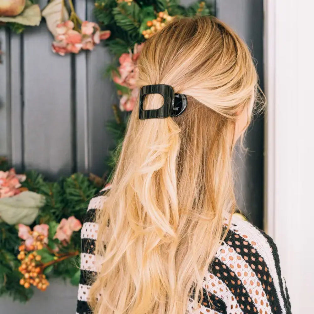 TELETIES Jet Black Flat Round Hair Clip