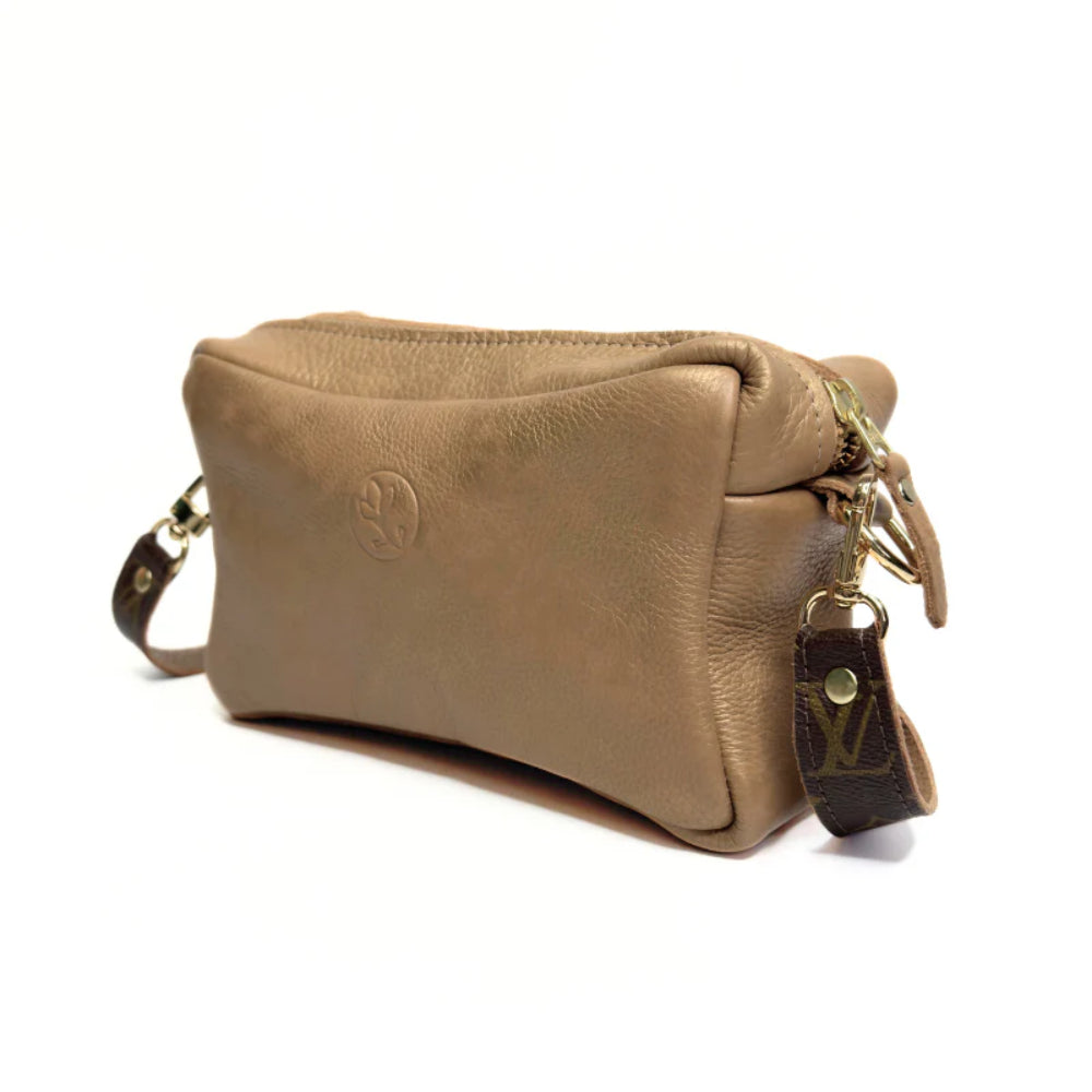 Beaudin Designs Val Shoulder Bag in Bronze Leather & Upcycled LV