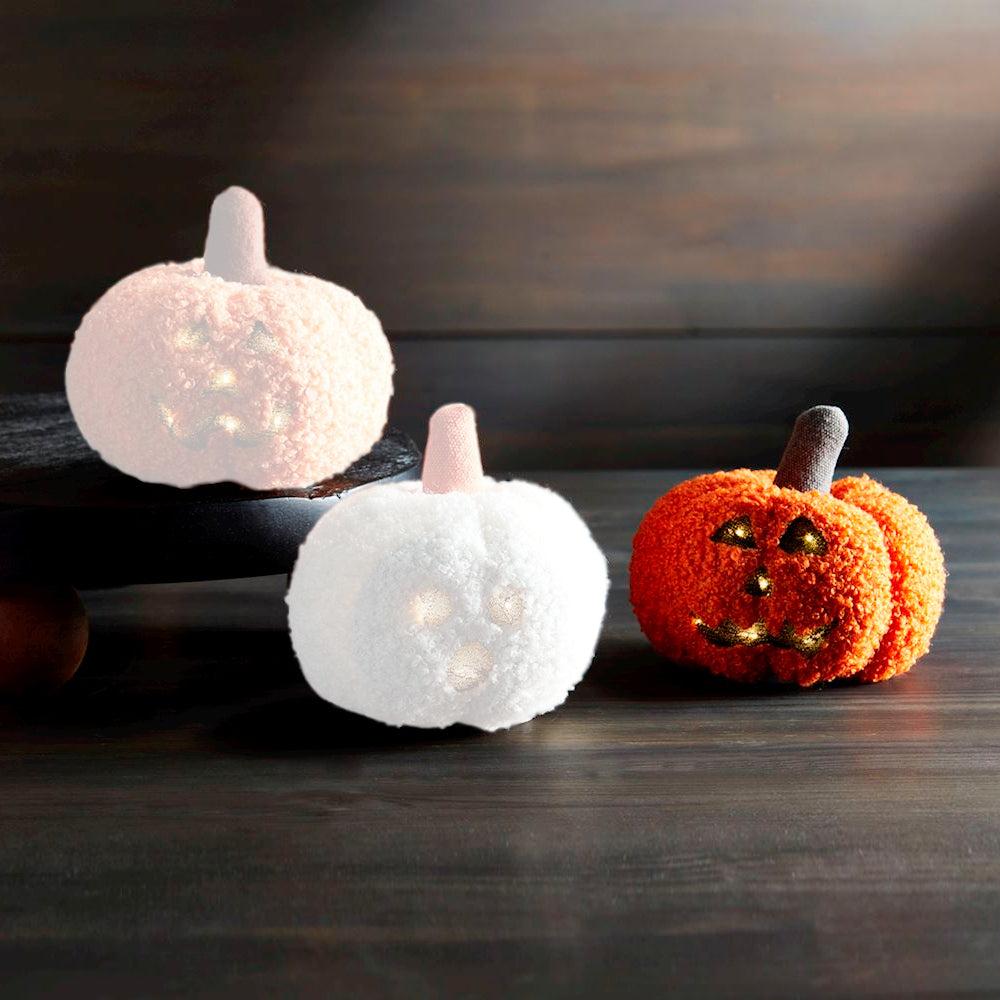Mud Pie Mini Light-Up Shearling Pumpkins