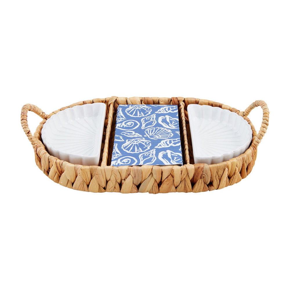 Mud Pie Shell Guest Towel & Dish Basket Set