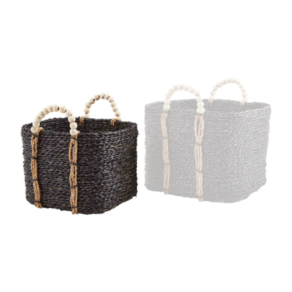 Mud Pie Bead Handle Black Basket