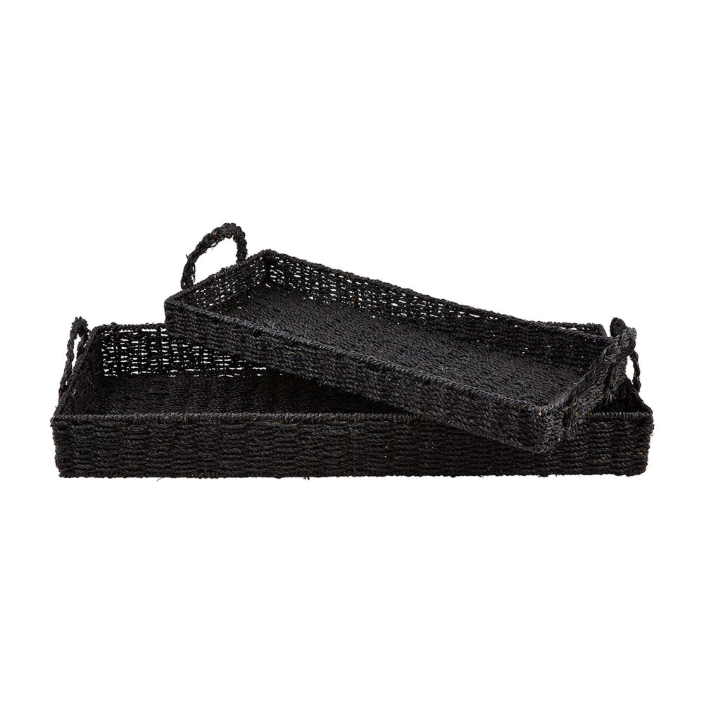 Mud Pie Long Black Seagrass Baskets