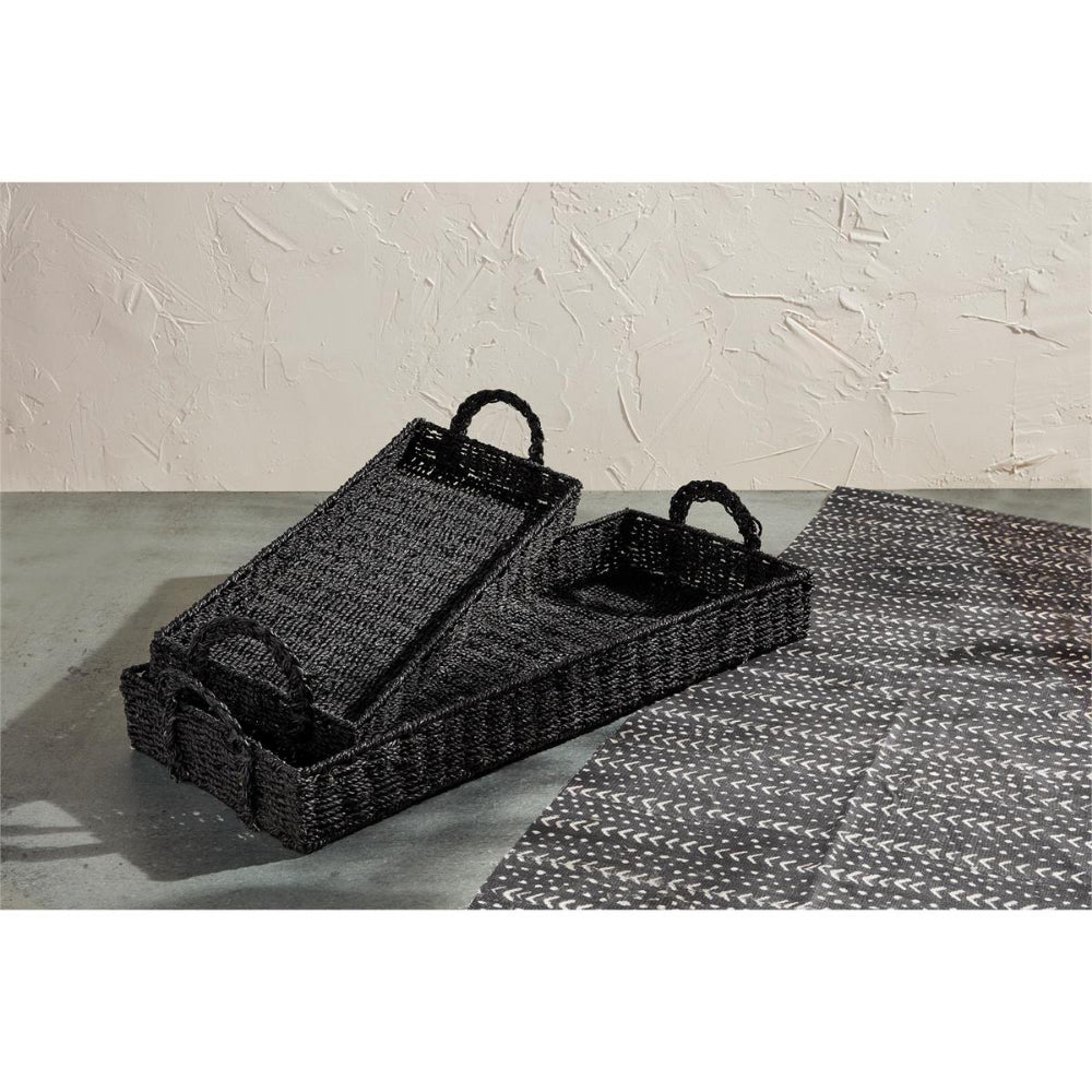 Mud Pie Long Black Seagrass Baskets