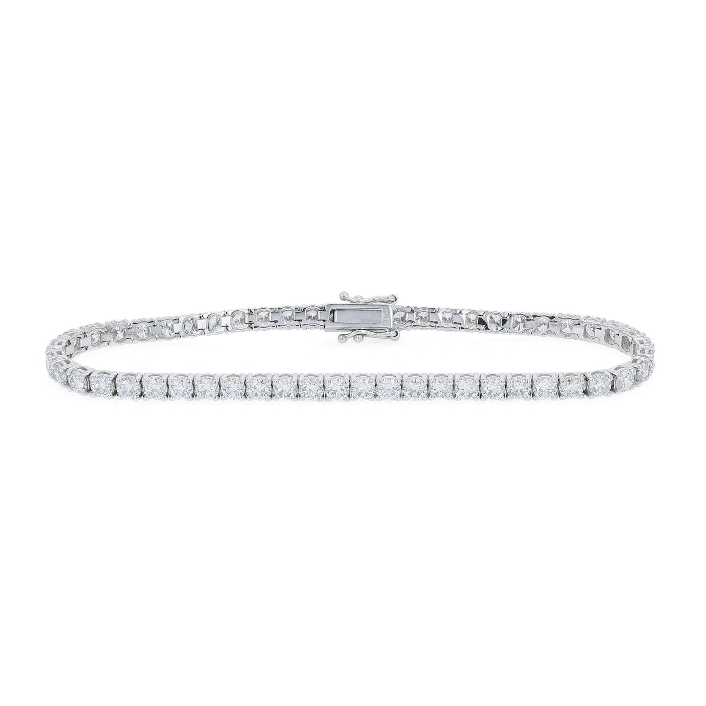 White gold 6.50 carat diamond tennis bracelet on a white background