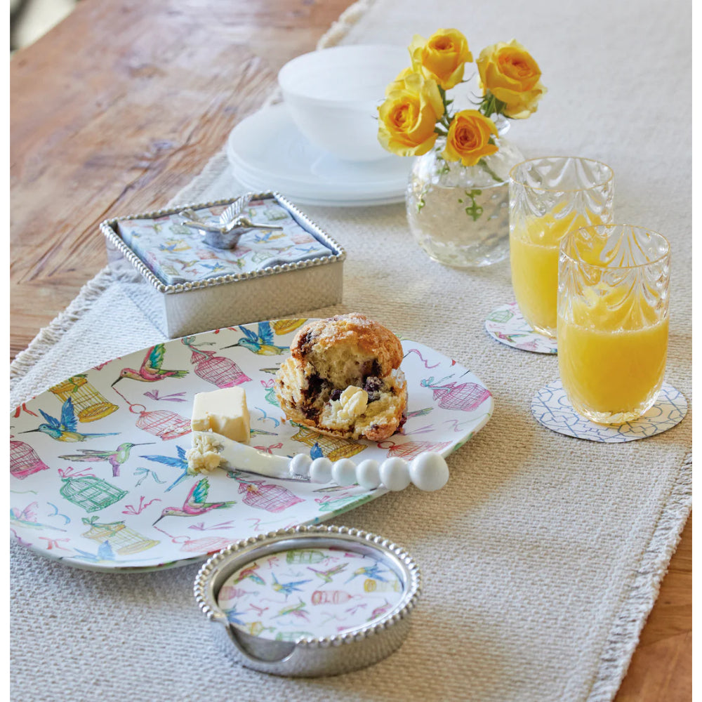 Mariposa Hummingbird Beaded Napkin Box