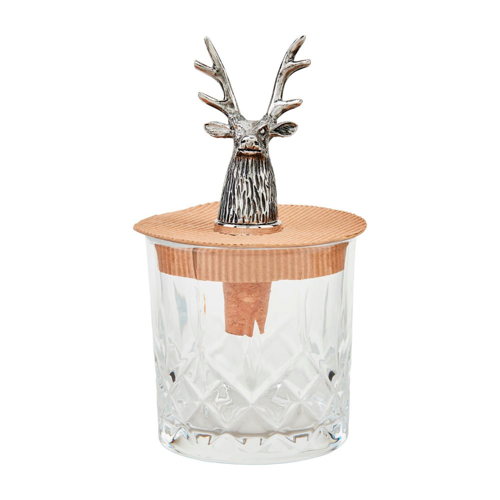Mud Pie Deer Dof Glass & Bottle Stopper Sets