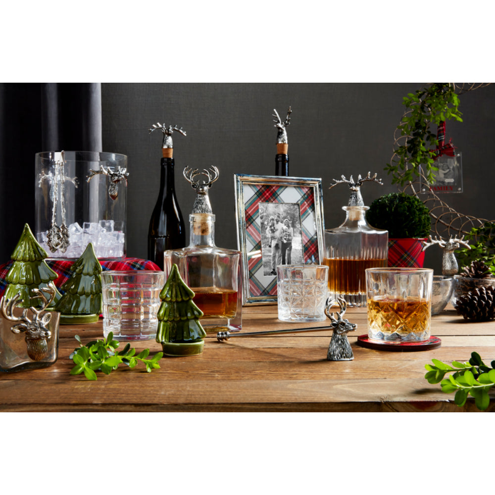 Mud Pie Deer Dof Glass & Bottle Stopper Sets