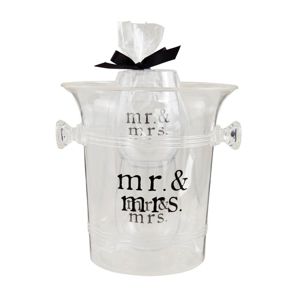 Mud Pie Mr & Mrs Ice Bucket & Glass Set