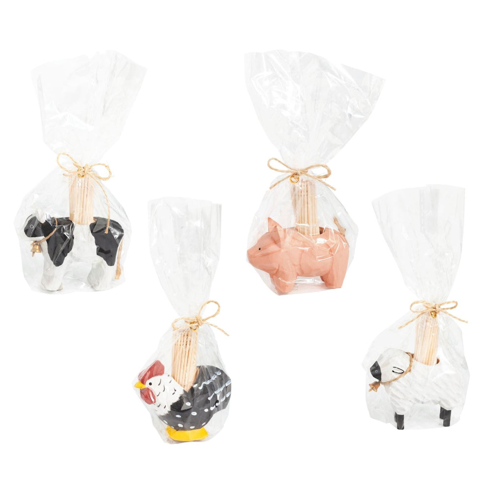 Mud Pie Farm Animal Wood Toothpick Holder