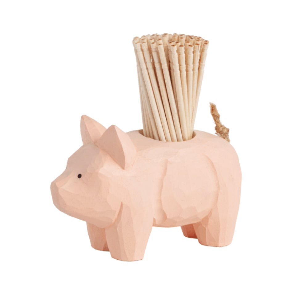 Mud Pie Farm Animal Wood Toothpick Holder