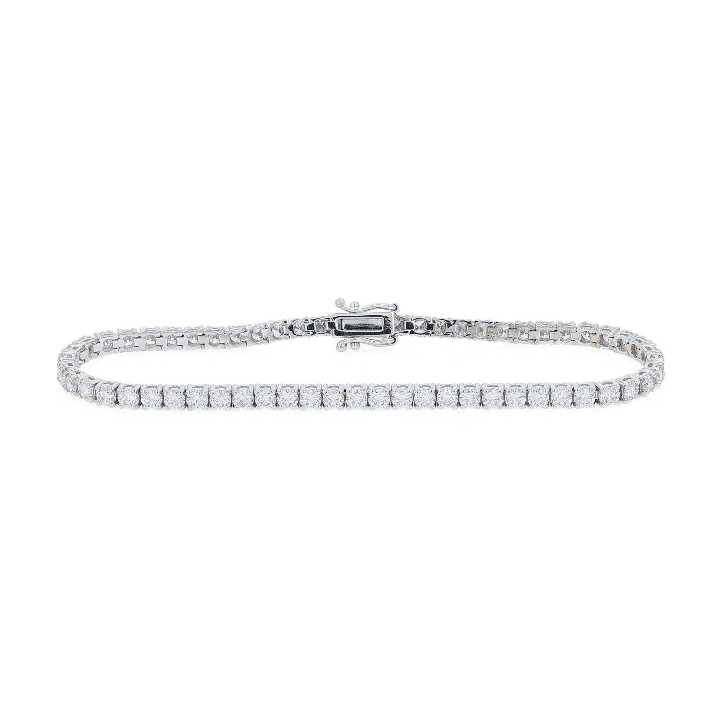 White gold 4.85 carat diamond tennis bracelet on a white background