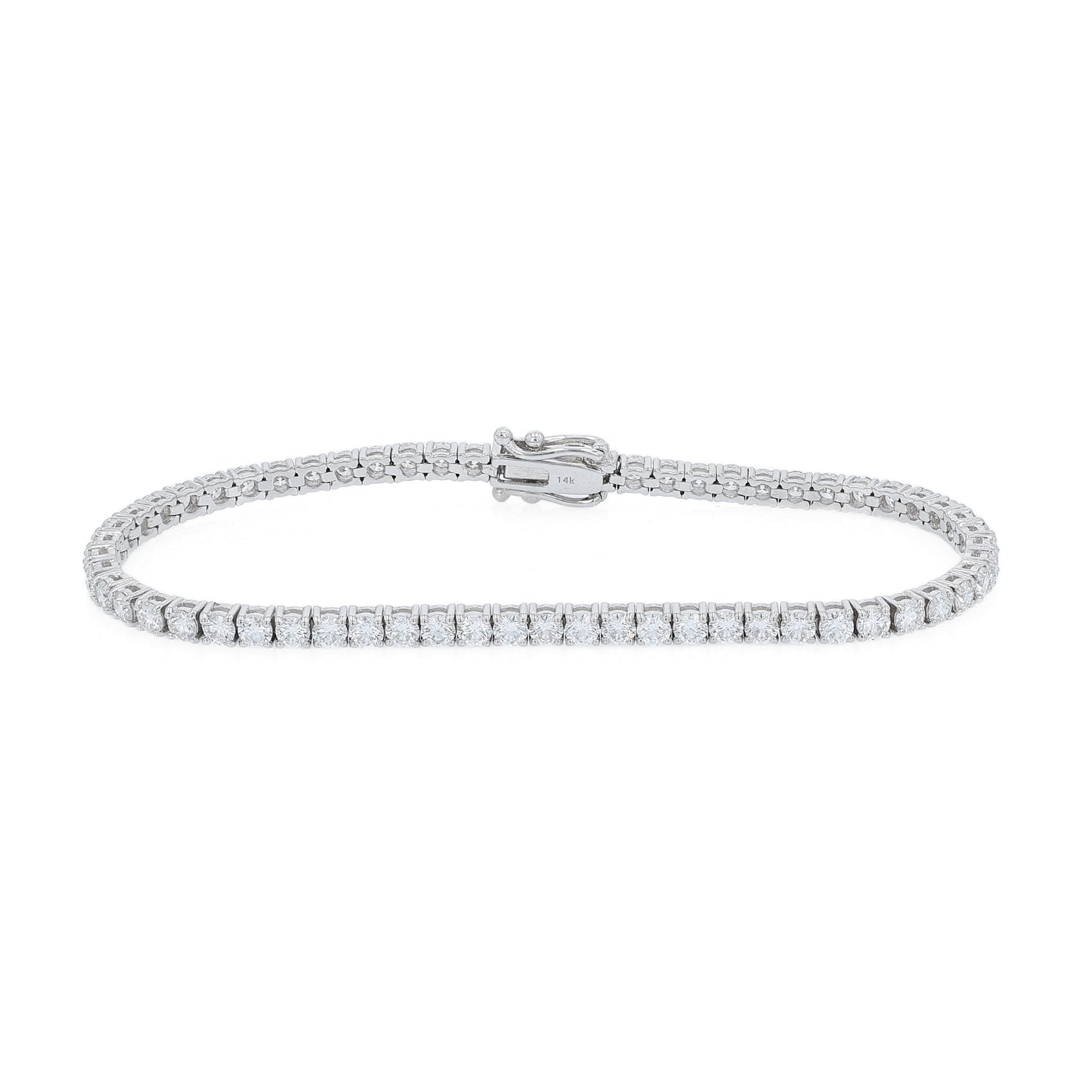 White gold 4.71 carat diamond tennis bracelet on a white background