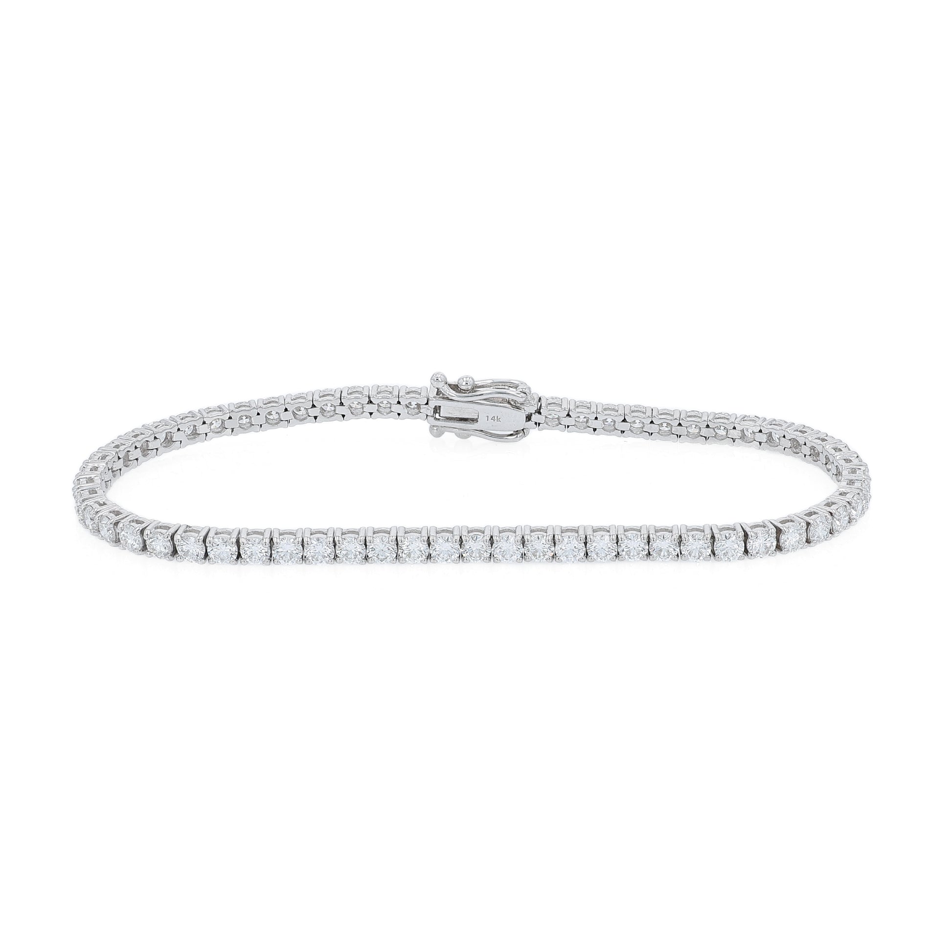 White gold 4.71 carat diamond tennis bracelet on a white background