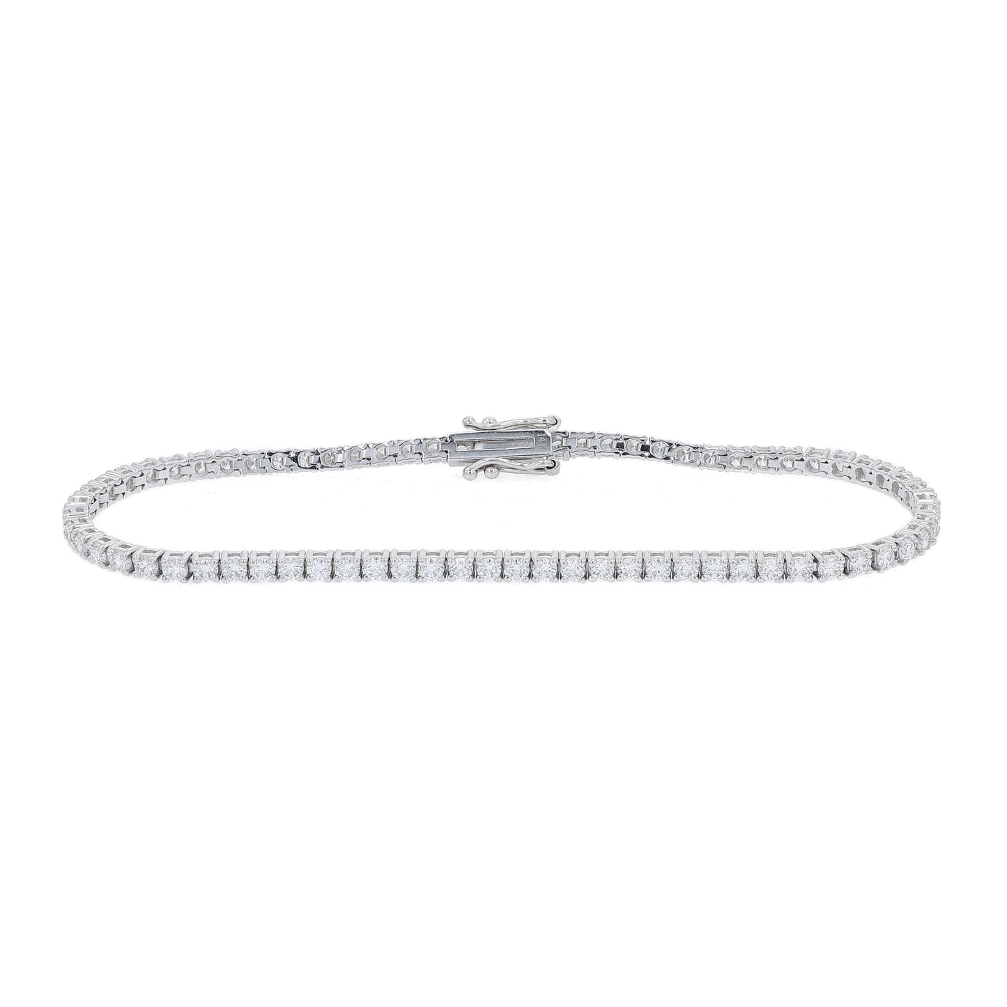 White gold 2.84 carat diamond tennis bracelet on a white background