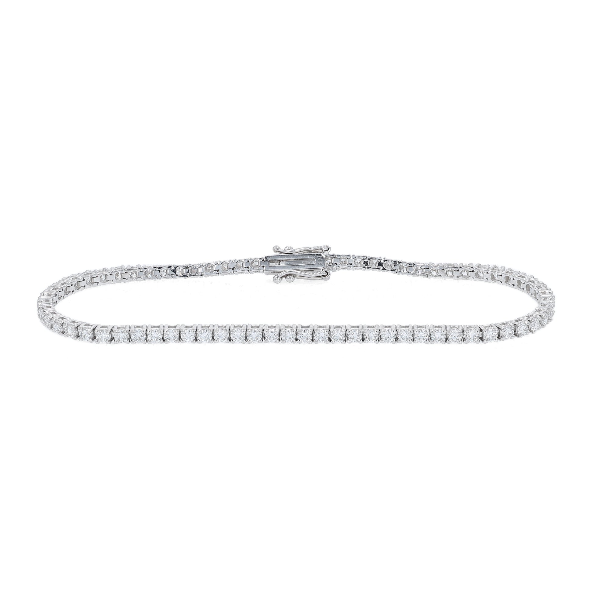 White gold 2.84 carat diamond tennis bracelet on a white background