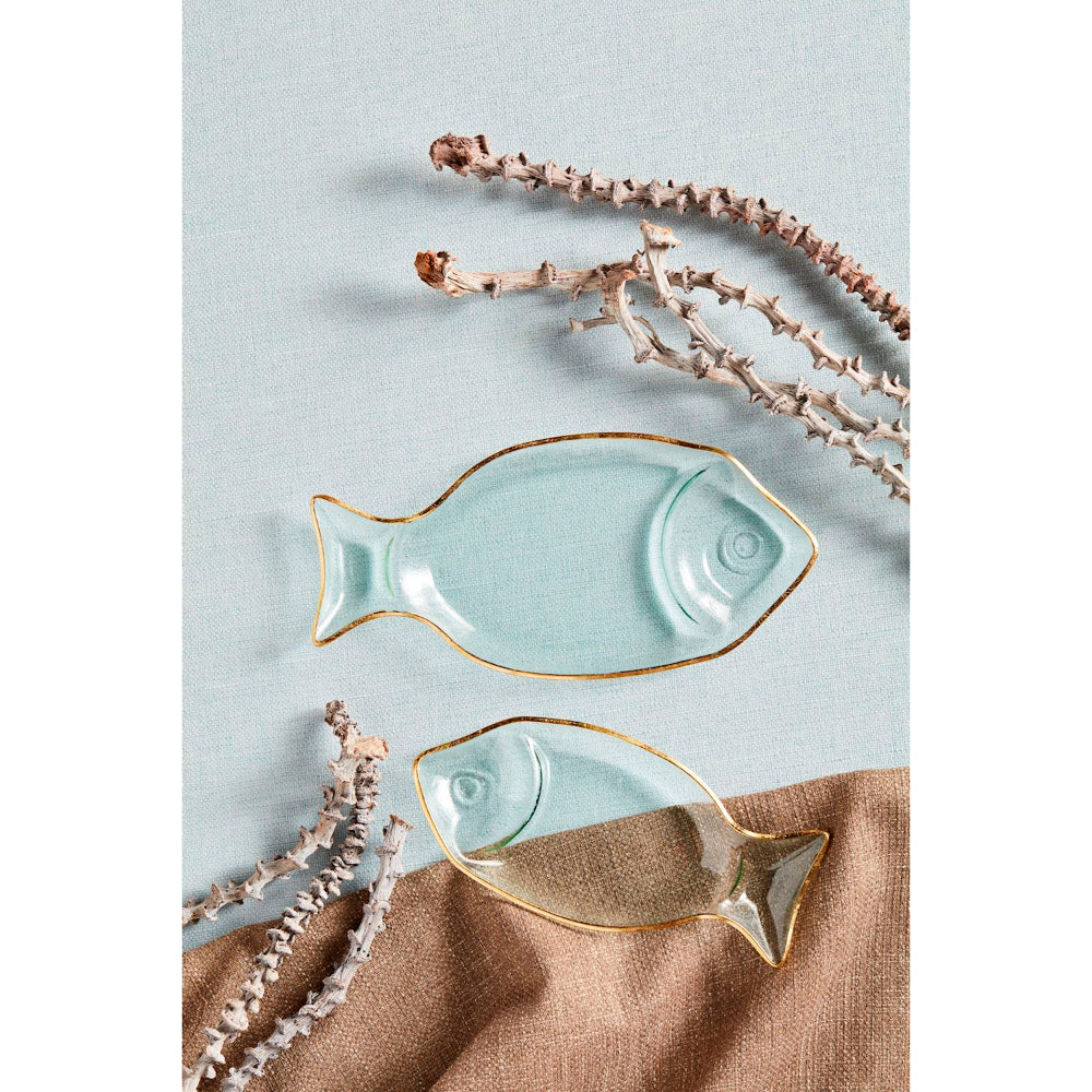 Mud Pie Gold Edge Fish Tray Set