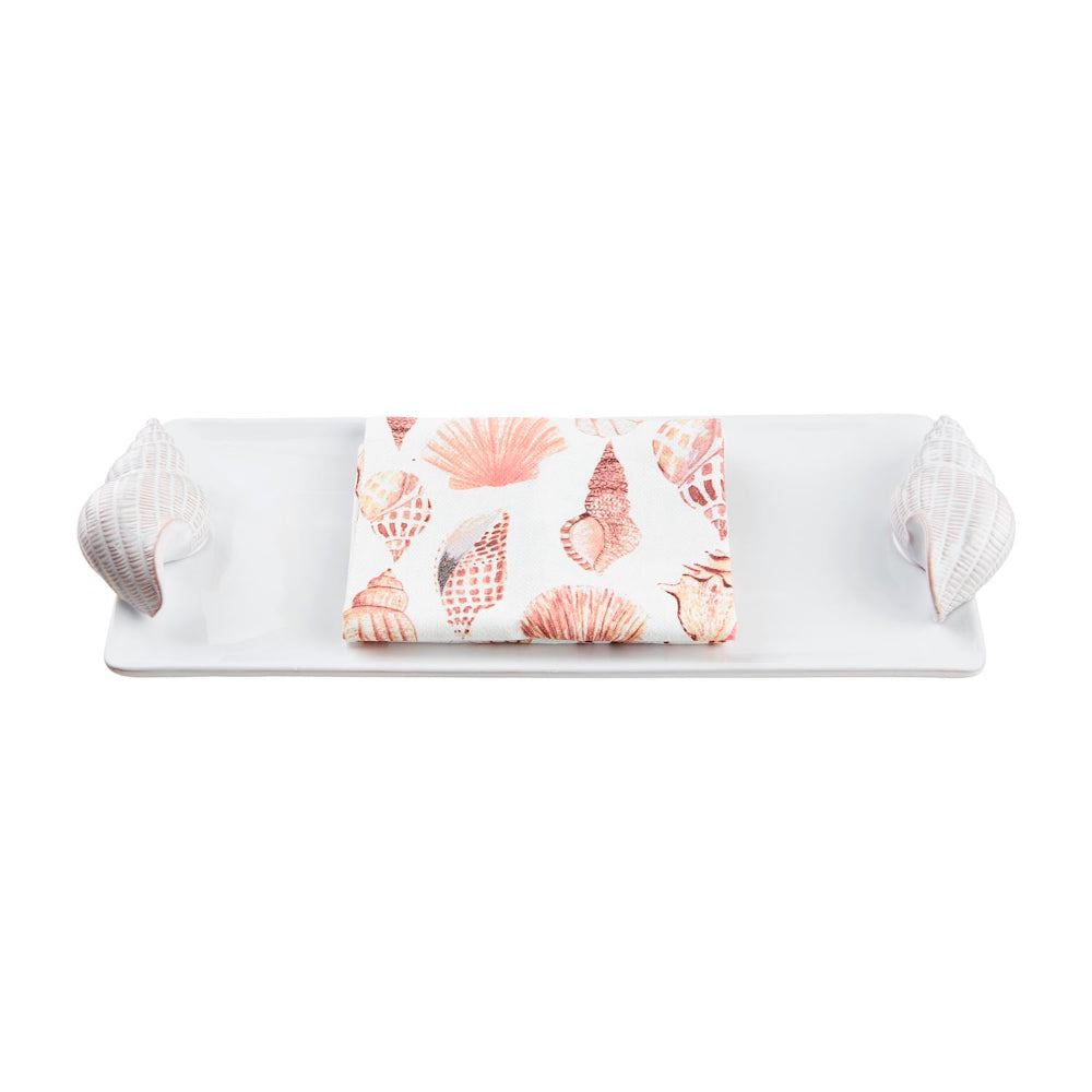 Mud Pie Shell Handle Tray and Towel - Thumbnail 2