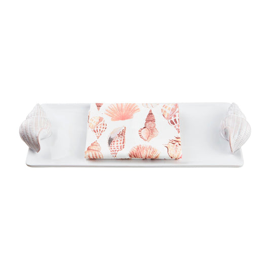 Mud Pie Shell Handle Tray & Towel Set