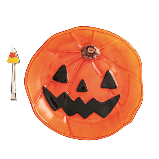 Mud Pie Glass Pumpkin Platter Set