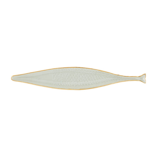 Mud Pie Long Glass Gold Edge Fish Tray