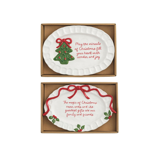 Mud Pie Whimsical Christmas Sentiment Plates