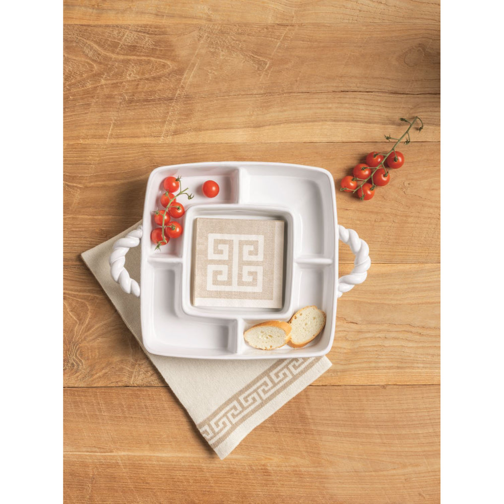 Mud Pie Braided Handle Section Server