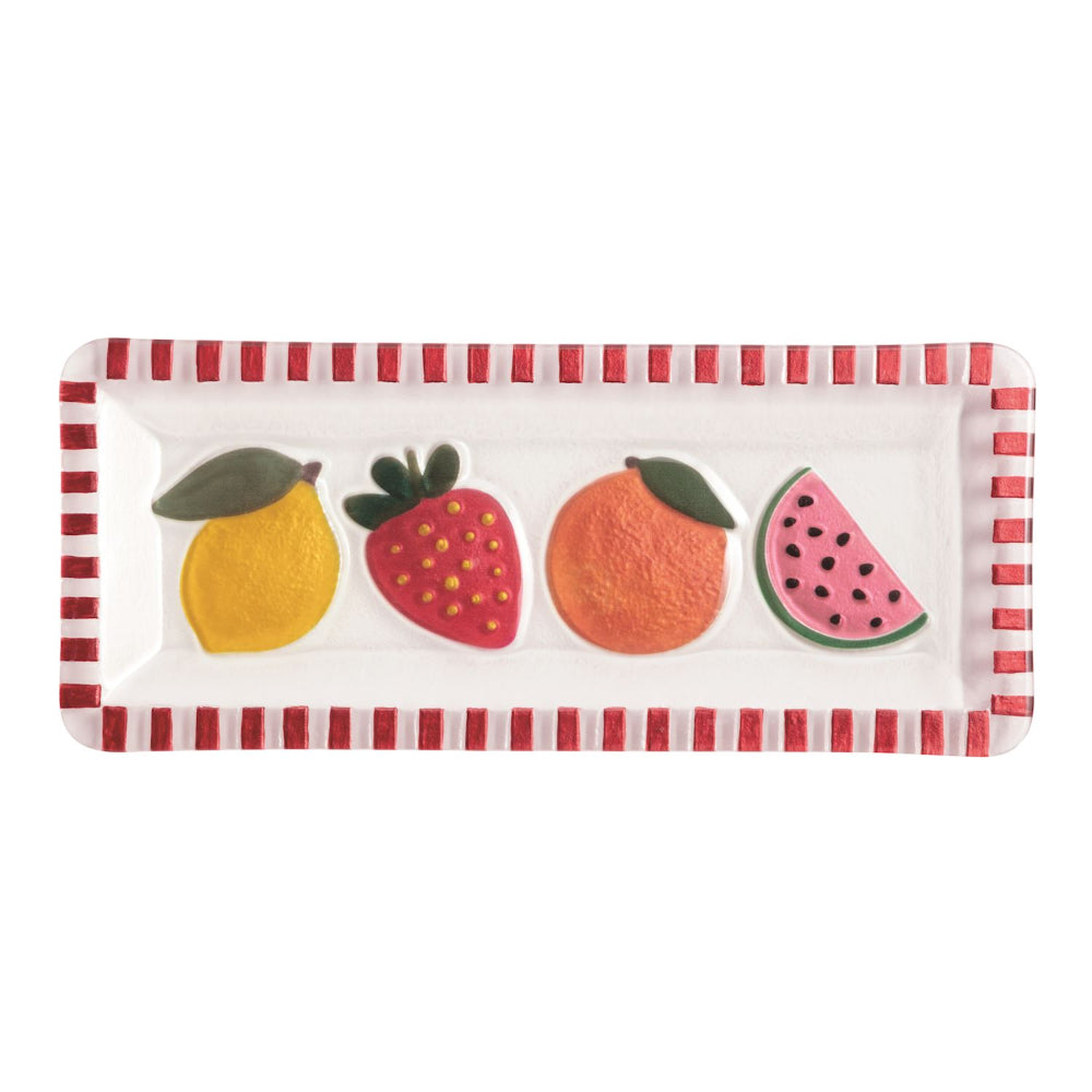 Mud Pie Fruit Fused Glass Plate