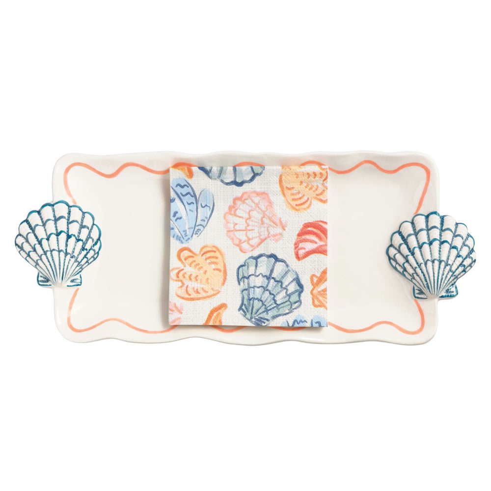 Mud Pie Seashell Tray & Napkins Hostess Set
