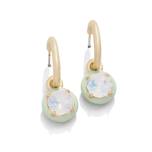 Spartina Clara Drop Hoop Earrings - White Opal