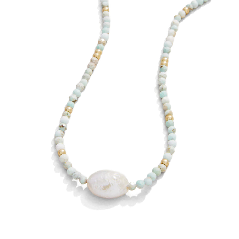 Spartina Harmony 17" Beaded Necklace - Light Turquoise/Pearl