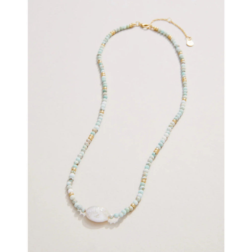 Spartina Harmony 17" Beaded Necklace - Light Turquoise/Pearl